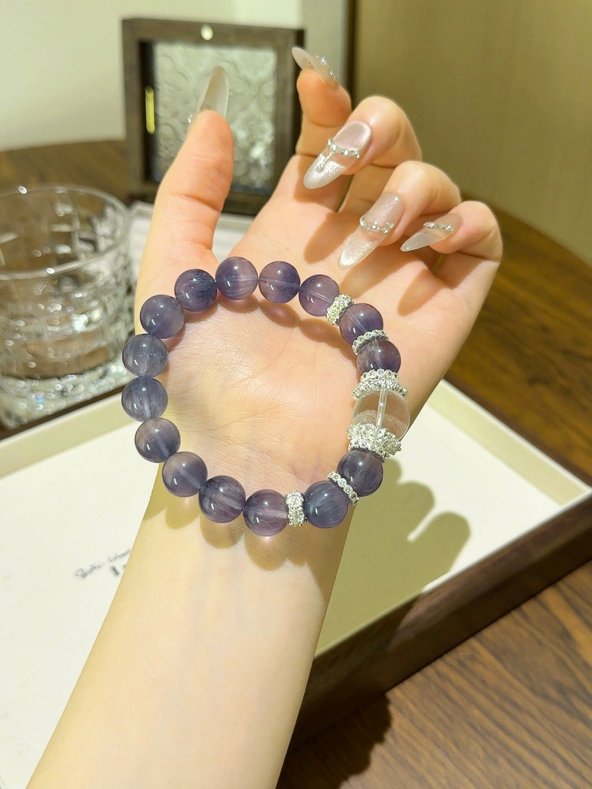 ▫️▪️ Brushed fluorite white ghost bracelet